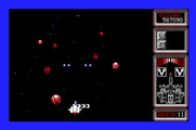 Silpheed for Apple IIgs - Shoot the red asteroids to release power ups.