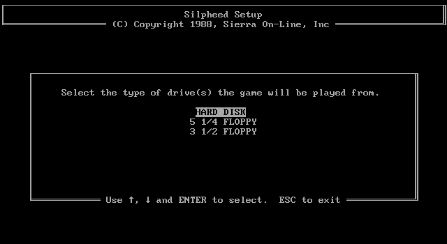 Silpheed IBM PC/Compatibles Screenshot: Choose how the game will be played.