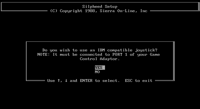 Silpheed IBM PC/Compatibles Screenshot: Use a joystick, or just the keyboard?