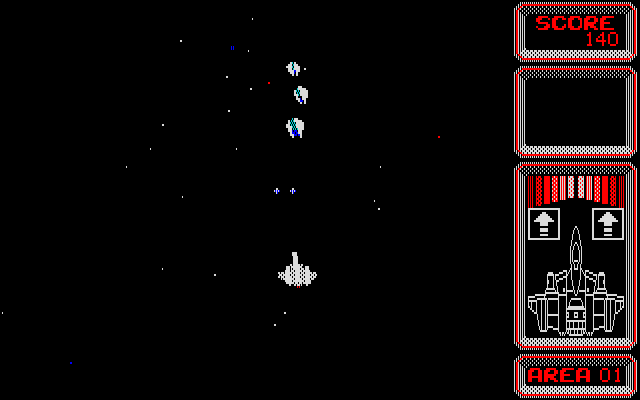 Silpheed PC-8800 Series Screenshot: A few easy opponents fly in...