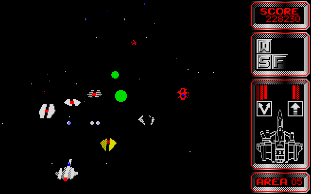 Silpheed PC-8800 Series Screenshot: Enemies attacking from all directions...