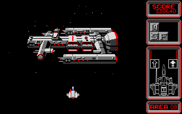 Silpheed PC-8800 Series Screenshot: I survived, landing at the next station...
