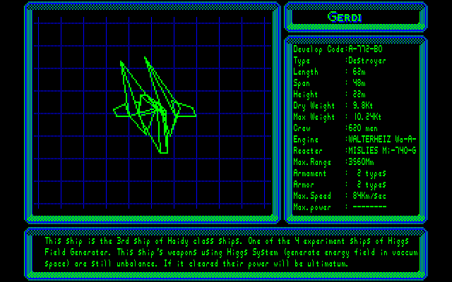 Silpheed PC-8800 Series Screenshot: A few opponents have profiles as well.