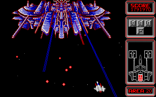 Silpheed PC-8800 Series Screenshot: Not sure how much longer I can last with engine damage...