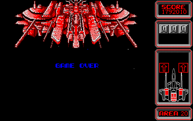 Silpheed PC-8800 Series Screenshot: Game over.