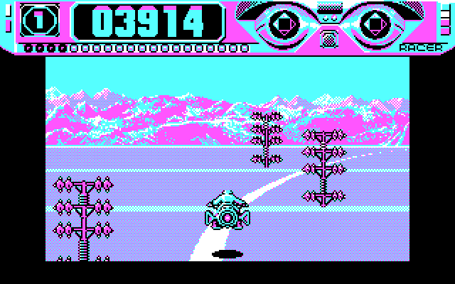 Space Racer IBM PC/Compatibles Screenshot: Try to stay on the road...