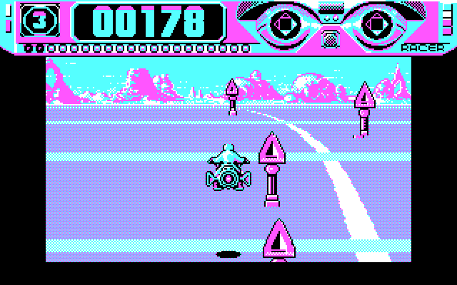 Space Racer IBM PC/Compatibles Screenshot: Oops, I veered off the road again...