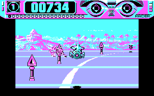 Space Racer IBM PC/Compatibles Screenshot: One of the other racers crashes!