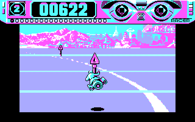 Space Racer IBM PC/Compatibles Screenshot: I need to get back on the road...