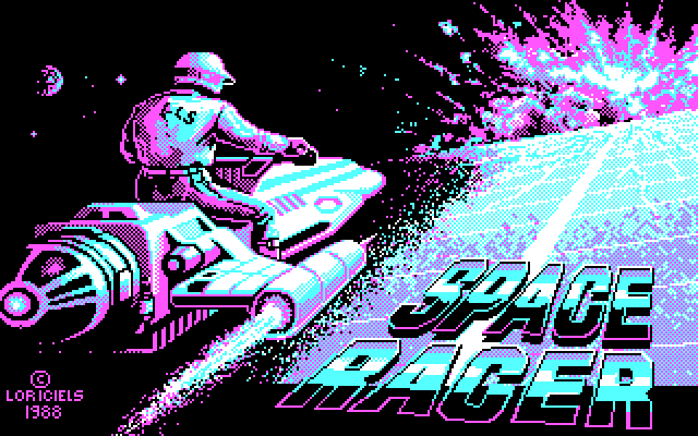 Space Racer IBM PC/Compatibles Screenshot: Title screen.
