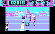 Space Racer for IBM PC/Compatibles - Attempting to pass...don't hit those signs!