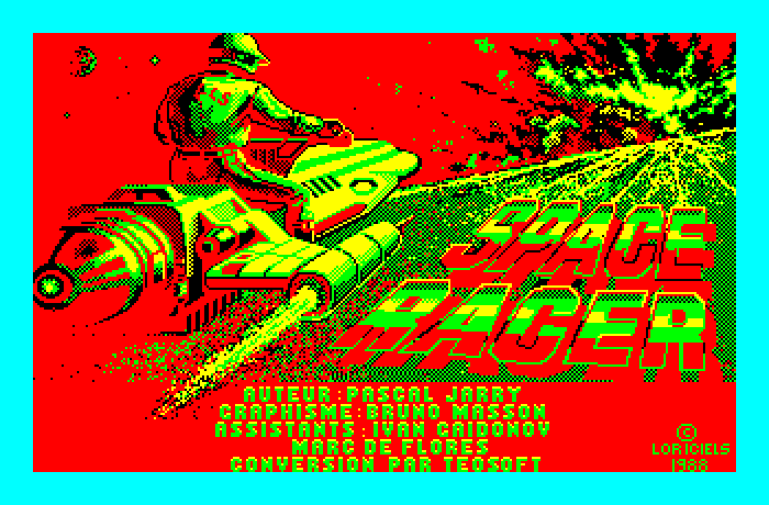 Space Racer Thomson MO Screenshot: Cassette loading screen.