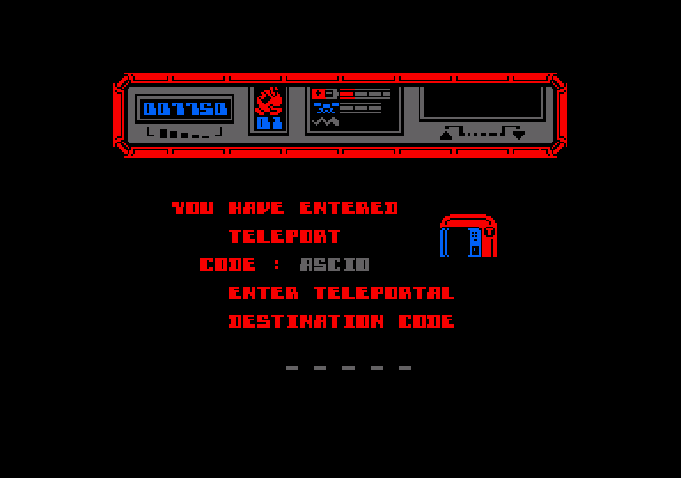 Starquake Amstrad CPC Screenshot: Hmm, have I acquired any destination codes?
