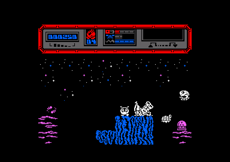 Starquake Amstrad CPC Screenshot: The first game screen...