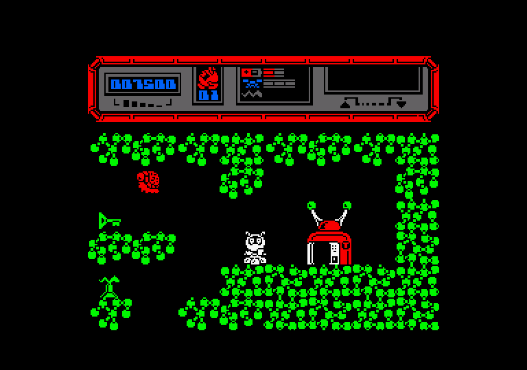 Starquake Amstrad CPC Screenshot: Reached a teleporter...