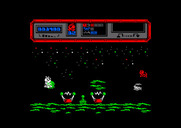 Starquake for Amstrad CPC - Floating over some dangerous terrain...