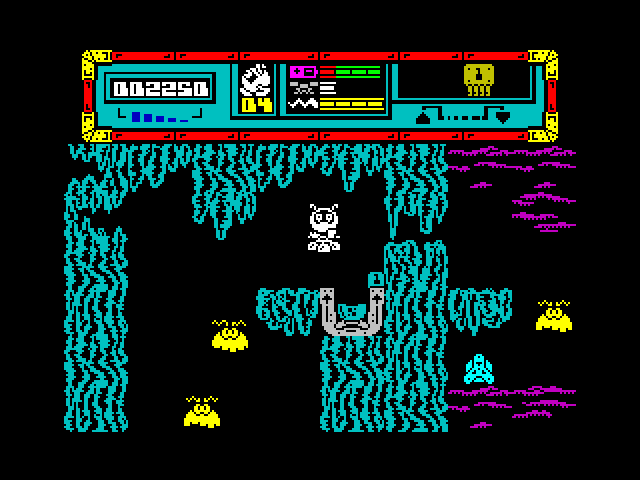 Starquake ZX Spectrum Screenshot: Use these lifts to fly around...