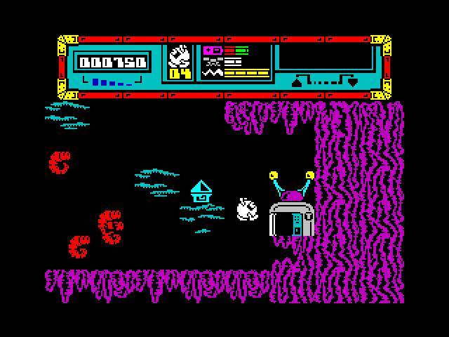 Starquake ZX Spectrum Screenshot: Wandering into the caverns...