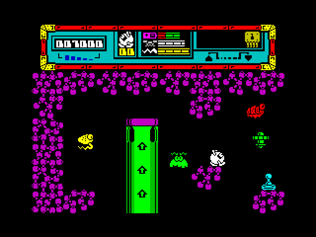 Starquake ZX Spectrum Screenshot: Here's where that lift leads to...