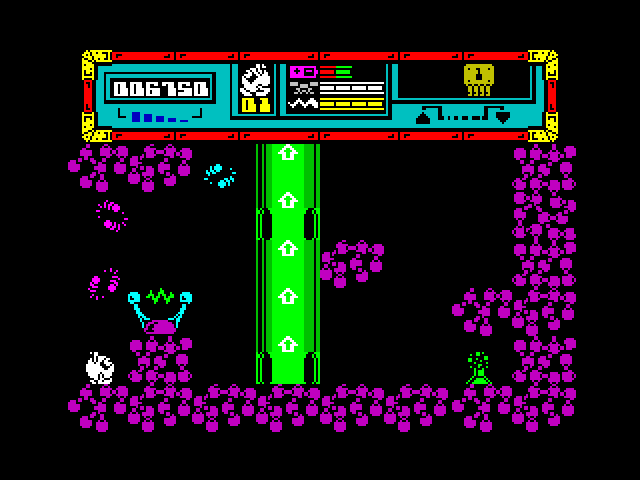 Starquake ZX Spectrum Screenshot: Looks like I found a lift to...somewhere!