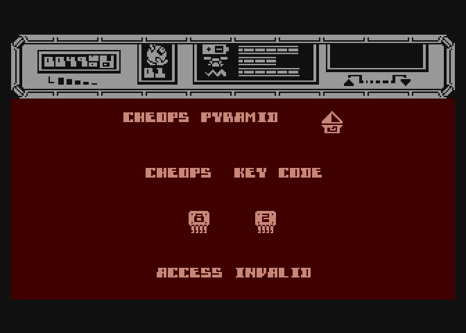Starquake Atari 8-bit Screenshot: Access denied!