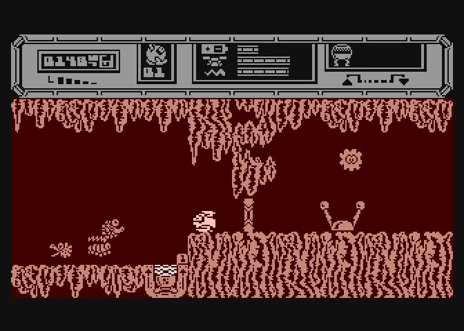 Starquake Atari 8-bit Screenshot: Drat, another dead end!