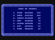 Starquake for Atari 8-bit - High score table.
