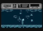 Starquake for Atari 8-bit - Floating up to retrieve an item...