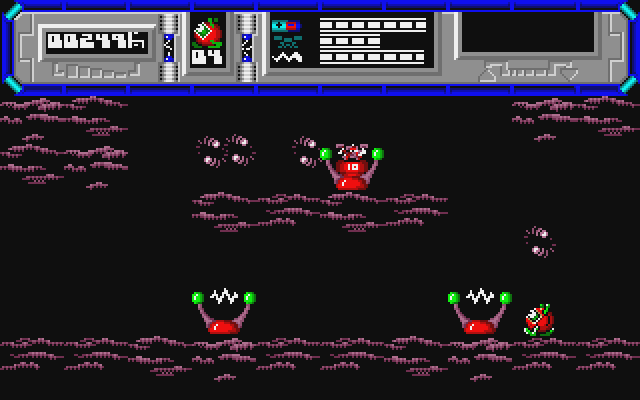 Starquake Atari ST Screenshot: Don't get zapped by those electric devices...