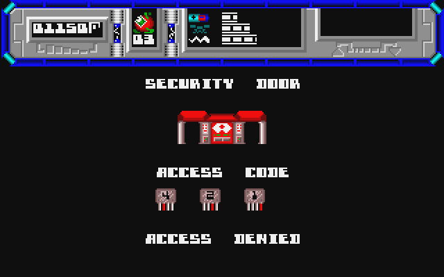 Starquake Atari ST Screenshot: Access denied!