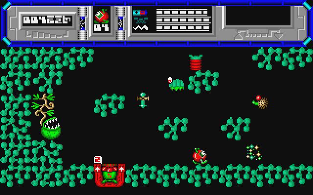 Starquake Atari ST Screenshot: Exploring this varied planet further...