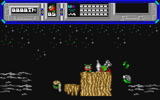 Starquake Atari ST Screenshot: The starting location.