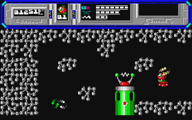 Starquake Atari ST Screenshot: Another tricky screen to navigate...
