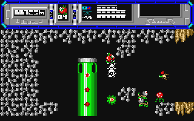 Starquake Atari ST Screenshot: Here's where the elevator leads...