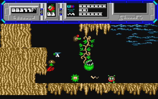Starquake Atari ST Screenshot: Some opponents are difficult to avoid, so blast them if you can!