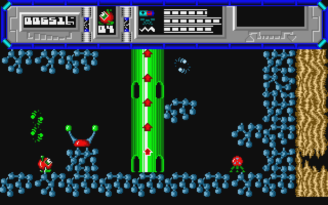 Starquake Atari ST Screenshot: I found an elevator!