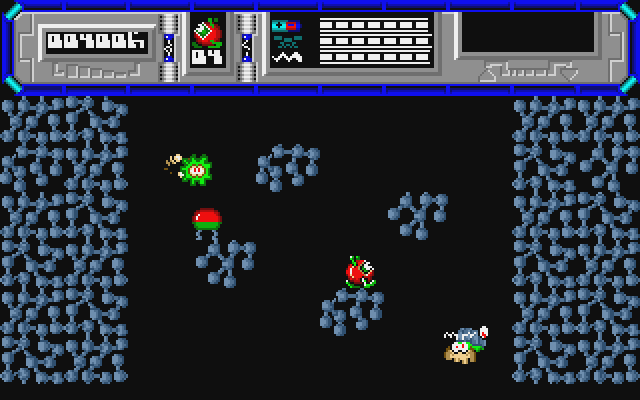 Starquake Atari ST Screenshot: Falling further down...