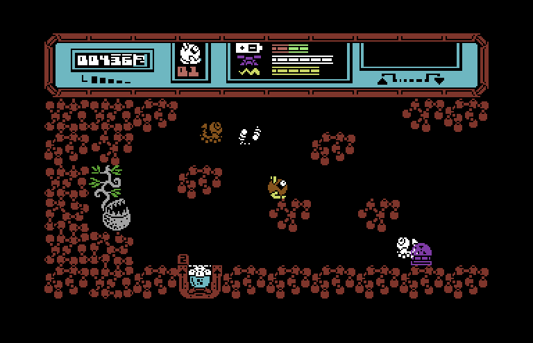 Starquake Commodore 64 Screenshot: Here's one of the transports I can use to fly around...