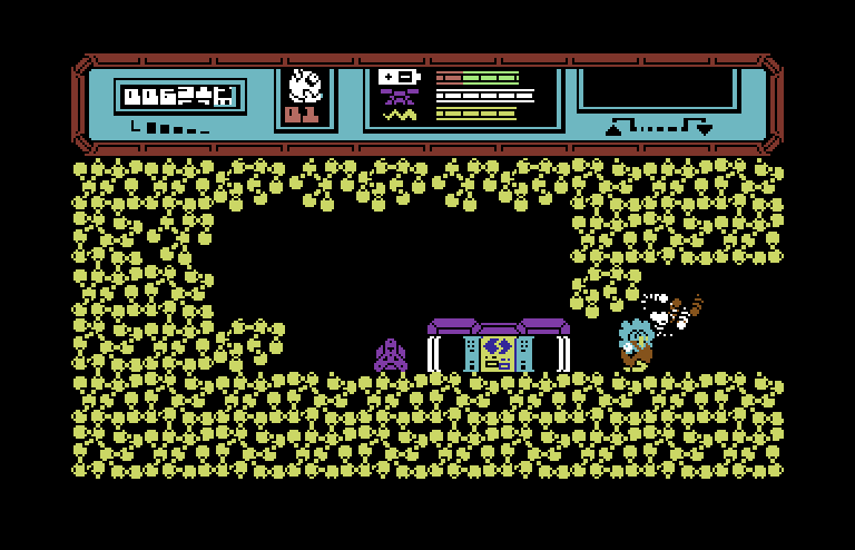 Starquake Commodore 64 Screenshot: Hmm, what did I find here?