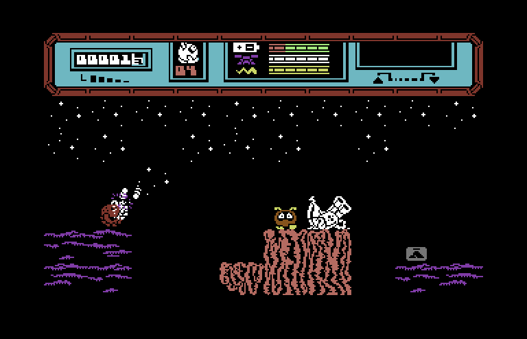 Starquake Commodore 64 Screenshot: The starting location.