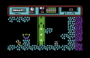 Starquake for Commodore 64 - This tube will lift me up to the next screen.