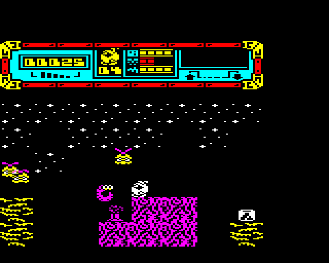 Starquake BBC Micro Screenshot: Game start.