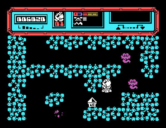 Starquake Tatung Einstein Screenshot: Flying around...