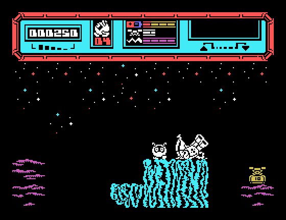 Starquake Tatung Einstein Screenshot: Game start.