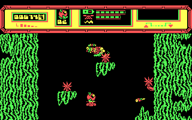 Starquake IBM PC/Compatibles Screenshot: Don't crash into those spikes!