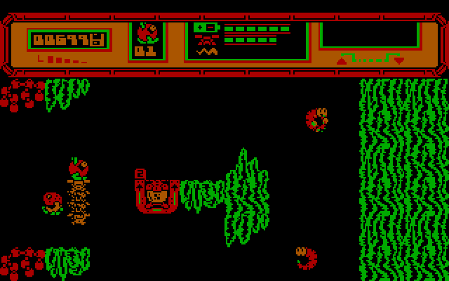 Starquake IBM PC/Compatibles Screenshot: Trying to lift myself up to the platform...
