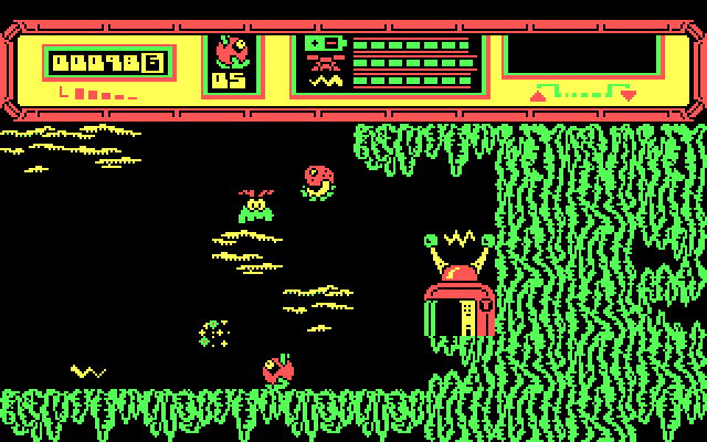 Starquake IBM PC/Compatibles Screenshot: There is a teleporter here.