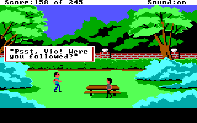 Police Quest: In Pursuit of the Death Angel IBM PC/Compatibles Screenshot: Watching some suspect characters...