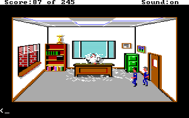 Police Quest: In Pursuit of the Death Angel IBM PC/Compatibles Screenshot: A chicken? Someone played a prank on the police chief!