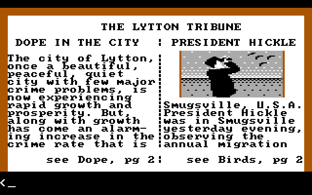 Police Quest: In Pursuit of the Death Angel IBM PC/Compatibles Screenshot: You can find some clues in this newspaper...